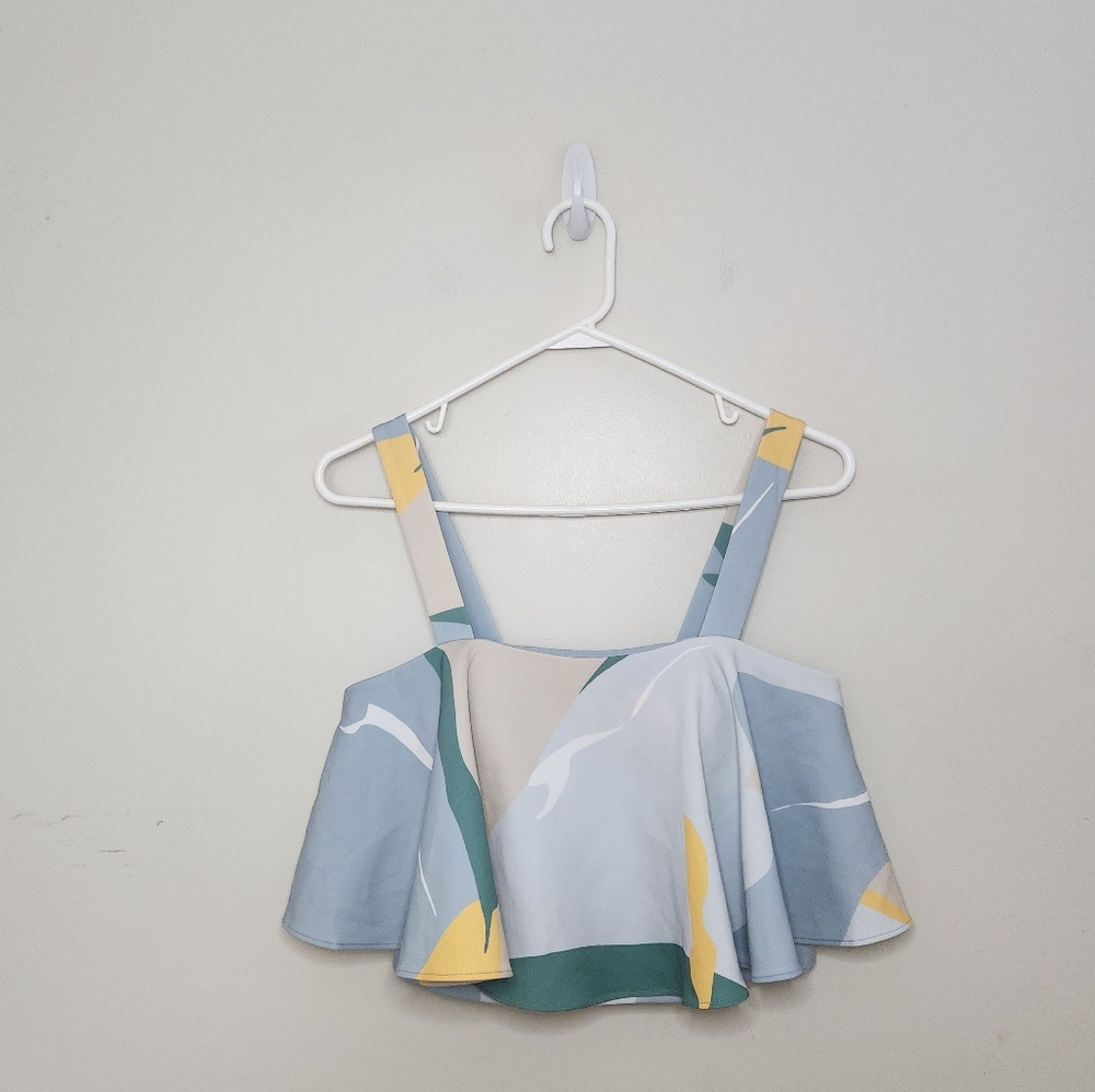 Women's Love Bonita Tasha Flounce Crop Summer Seascape Top Sz 6 - Picture 10 of 13